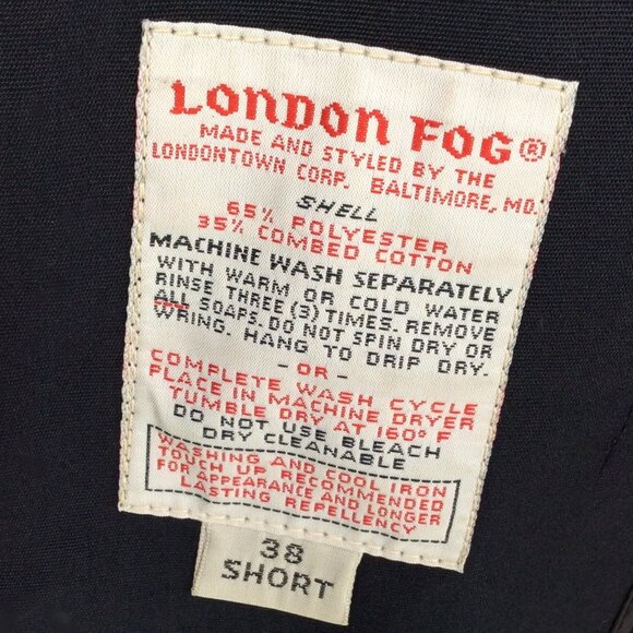 Vintage London Fog Maincoats Fully Lined Trench Coat Mens 38 Short Blue Fleece - Picture 11 of 12